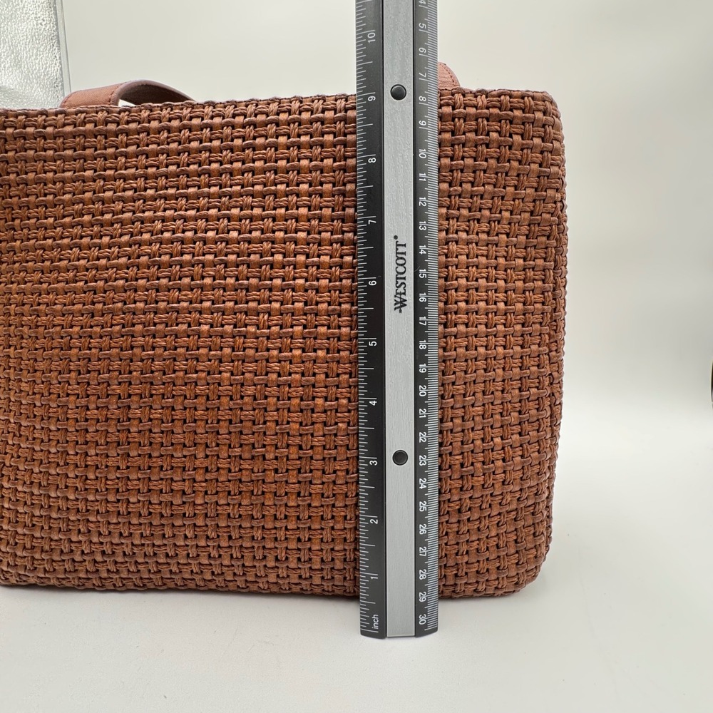 NWT Fossil Constance Shopper Tote Basketweave Shoulder Bag Women Brown Boho Chic - Picture 7 of 16